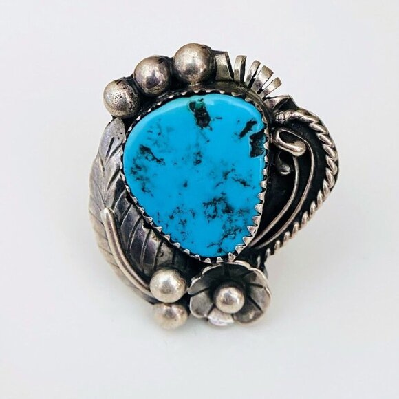 Native American Sleeping Beauty Turquoise Sterling Silver Ring - Size 7.5 - Picture 2 of 7